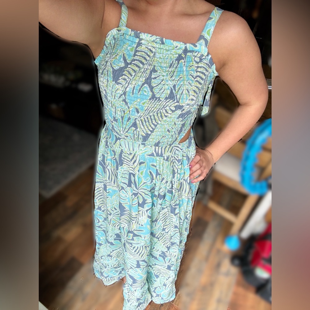 Tropical Palm Maxi Dress Size Medium NWOT